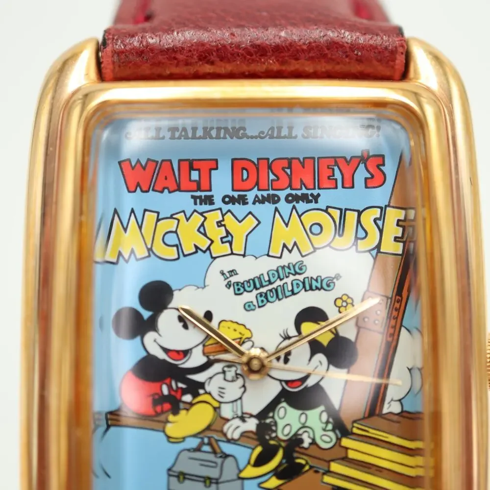 Lorus Mickey Mouse Walt Disney Building Tank 27mmm Watch Leather NOS NEW in Tin